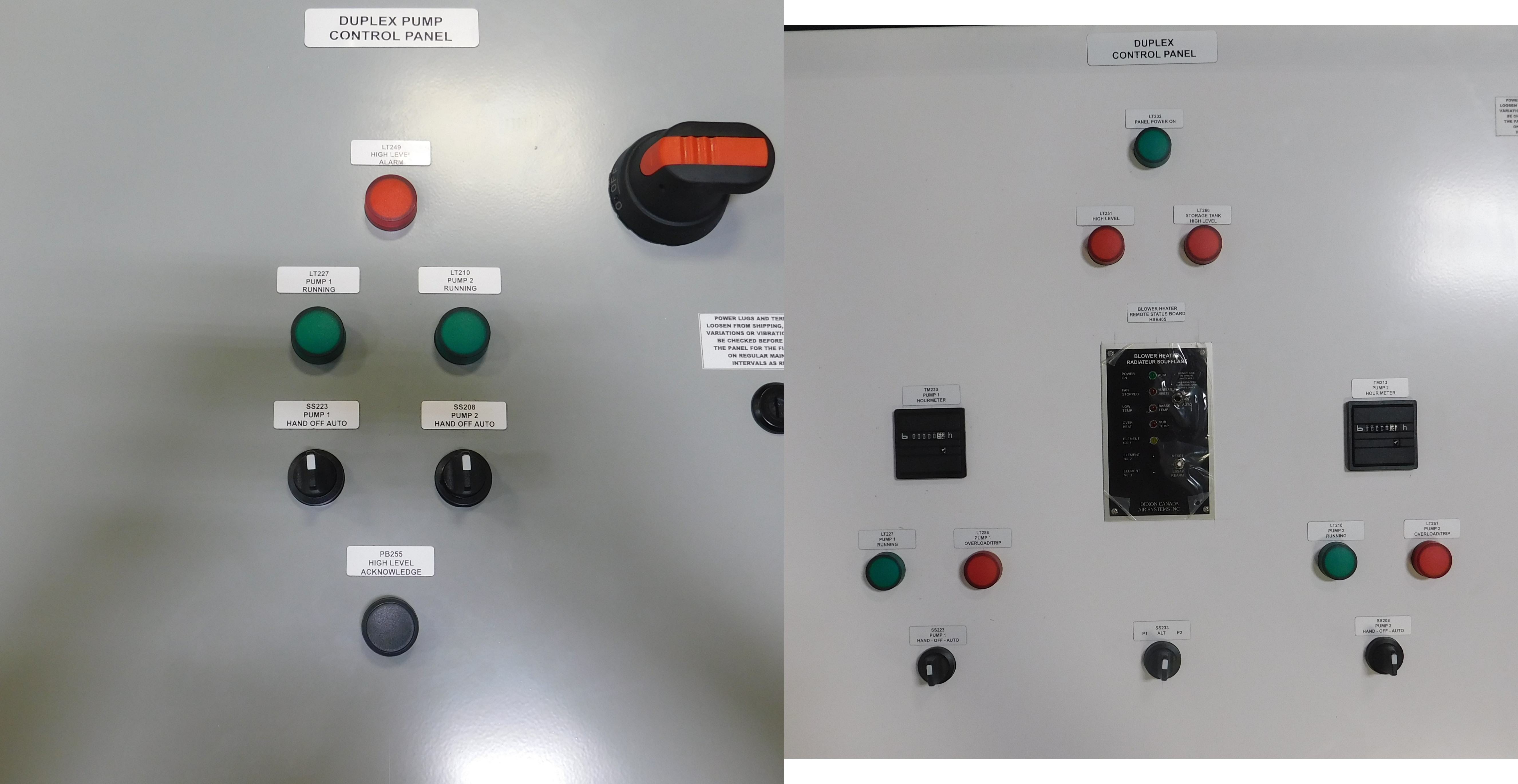 Custom pump control panel with field wiring for water treatment application