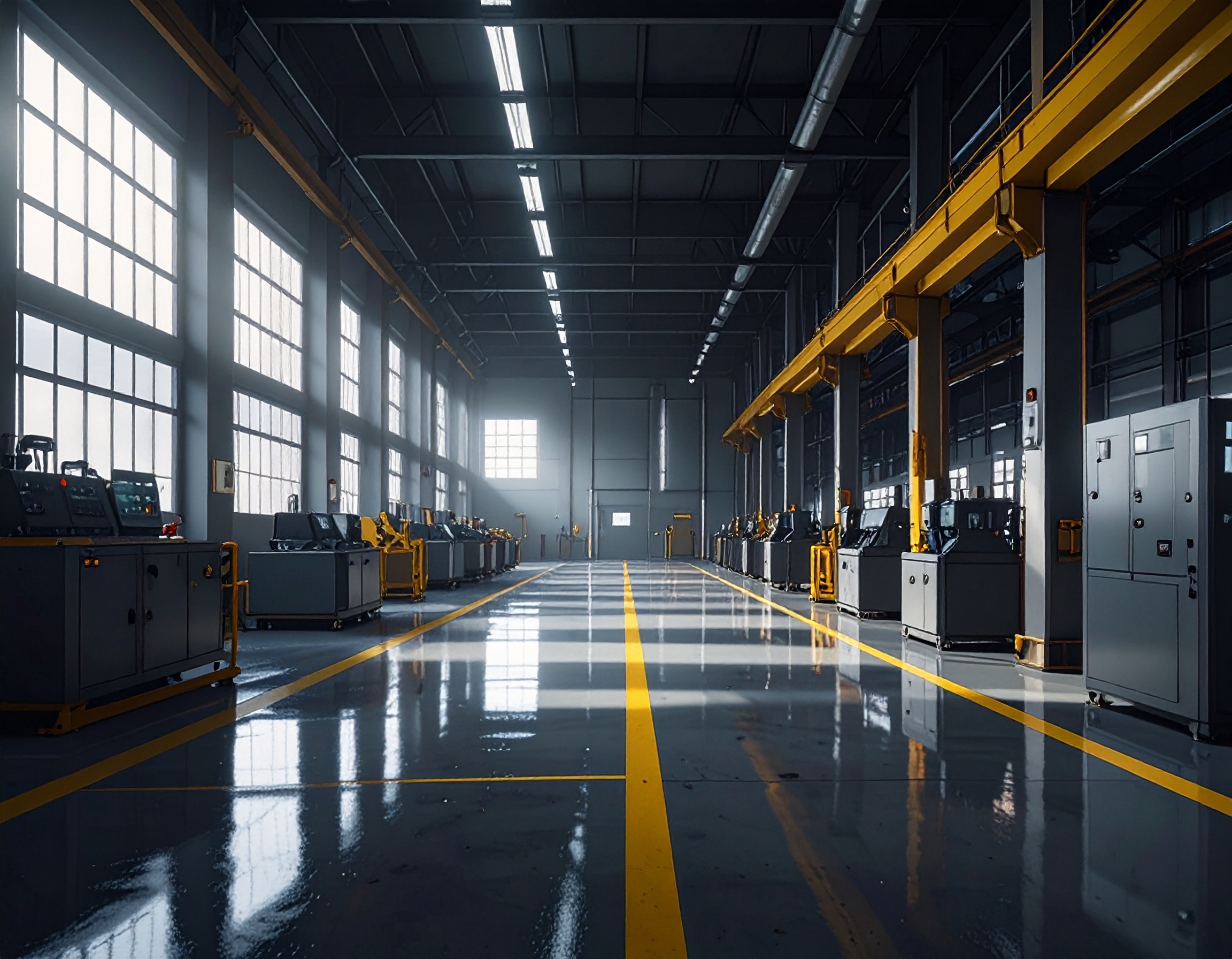 Modern industrial facility with control panels and automation equipment